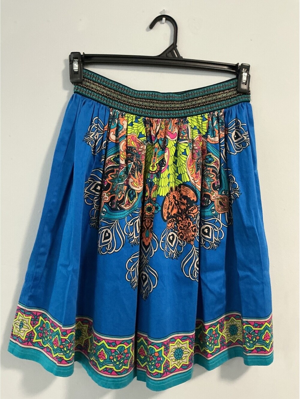 Flying Tomato Size Small Blue A Line Skirt Pleated Printed EUC #146
